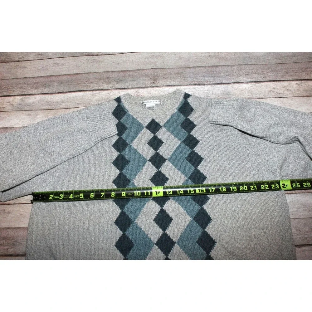 Geoffrey Beene Mens XXL Gray Argyle Sweater Cotton
